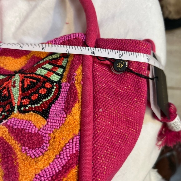 🦋🩷America & Beyond Vibrant Pink Beaded Butterfly Tote Bag🦋🩷NWT - Picture 14 of 16